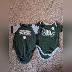 Michigan State Spartans Green Baby Onesies Set Of 2 - 12 Months